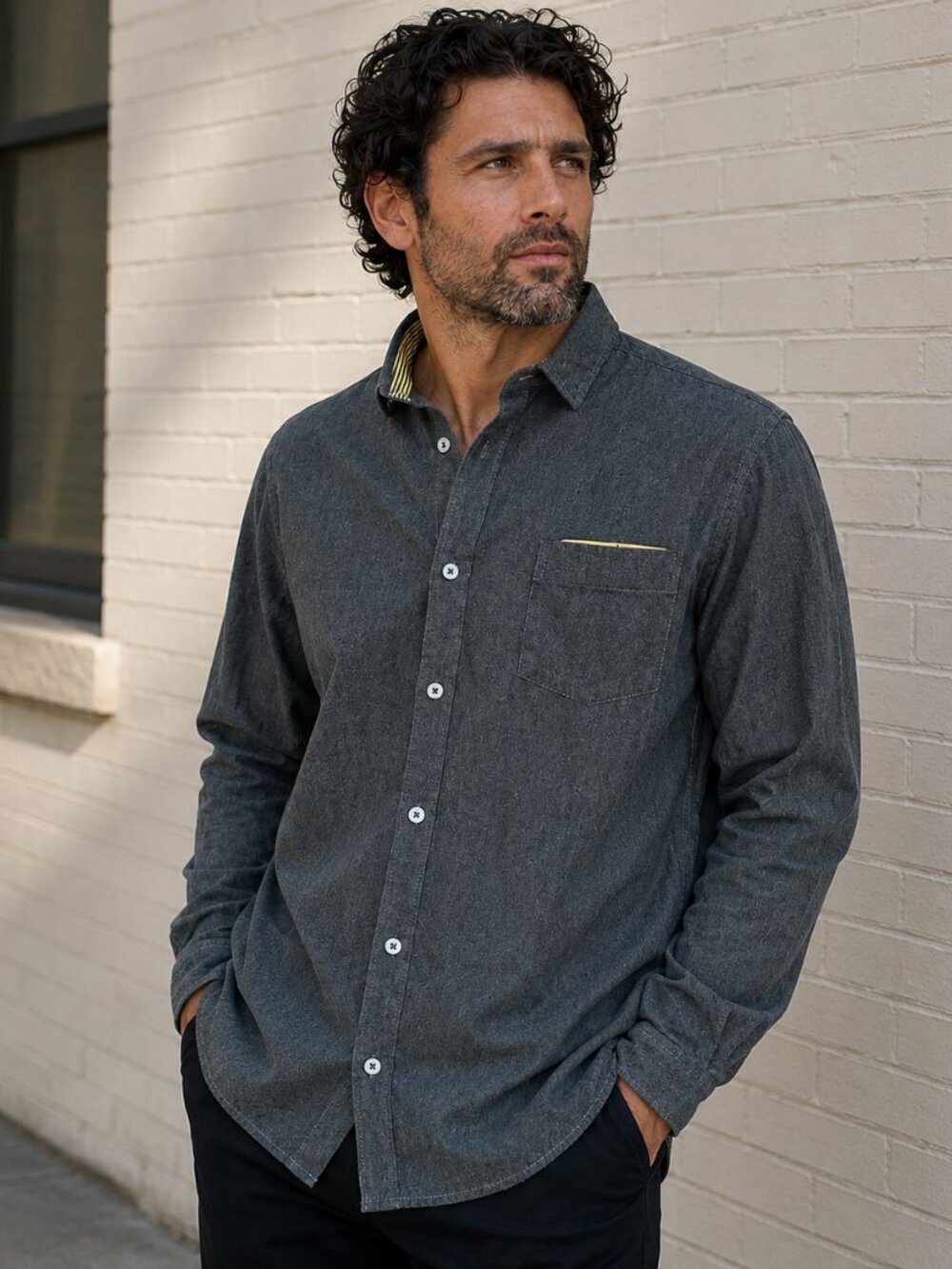 Descendant of Thieves Dres Ladro 2XL Gray Button Front Shirt Cotton Blend